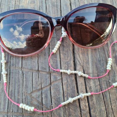 Chaîne de lunettes HOPOSA framboise et argent