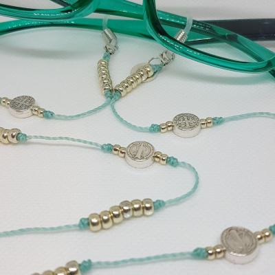 Chaîne de lunettes ST BENEDICTE turquoise et argent