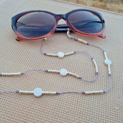 Chaîne de lunettes ST BENEDICTE mauve et argent