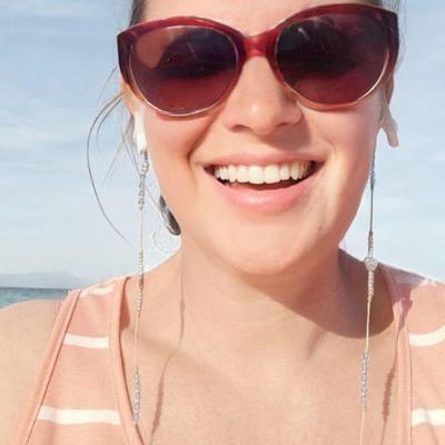 Chaîne pour écouteurs sans fil (compatible Airpods), lunettes et masque CRISTAL FORMENTOR  vanille, bleu et argent