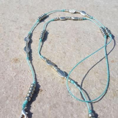 Chaîne de lunettes ALCANADA turquoise et argent