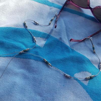 Chaîne de lunettes ALCUDIA  III gris, turquoise et argent