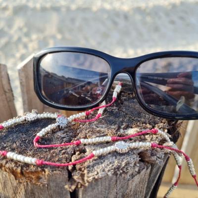 Chaîne de lunettes ARBRE DE VIE framboise et argent