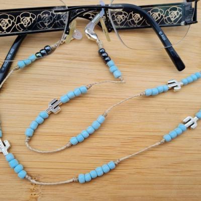 Chaîne de lunettes CACTUS bleu et argent