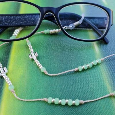 Chaîne de lunettes CACTUS vert et argent