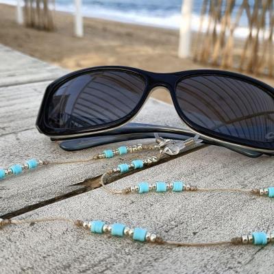 Chaîne de lunettes CAVALAIRE bleu clair et argent