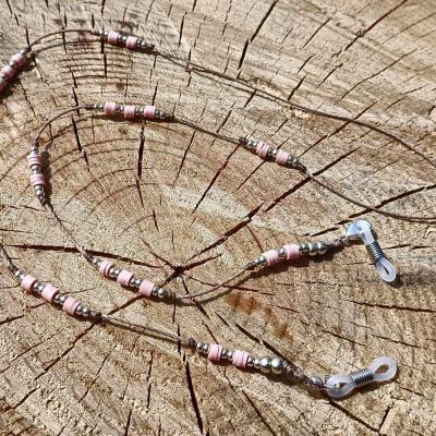 Chaîne de lunettes CAVALAIRE rose clair et argent