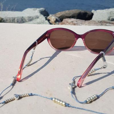 Chaîne de lunettes COEUR bleu et argent