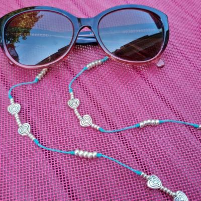Chaîne de lunettes COEUR SARAH bleu et argent