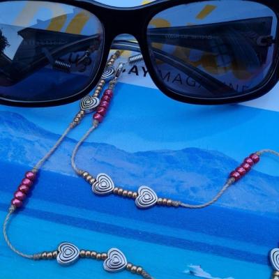 Chaîne de lunettes COEUR SARAH rose et argent