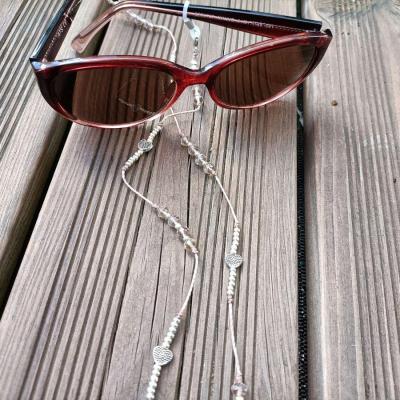 Chaîne de lunettes CRISTAL BERGA II rose foncé et argent