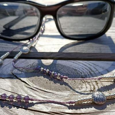 Chaîne de lunettes CRISTAL BONAIRE violet et argent