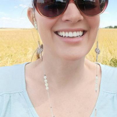 Chaîne de lunettes CRISTAL CHANCE II vert amande et argent