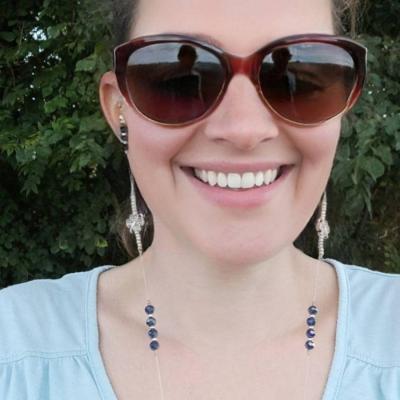 Chaîne de lunettes CRISTAL CHANCE II bleu foncé et argent