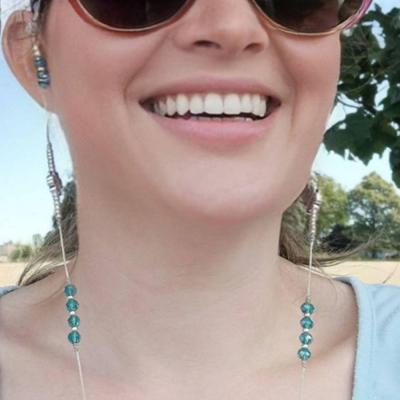 Chaîne de lunettes CRISTAL CHANCE II vert et argent