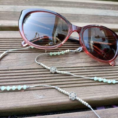 Chaîne de lunettes CRISTAL COSMOS vert clair et argent