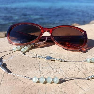 Chaîne de lunettes CRISTAL ANDORA II vert amande et argent