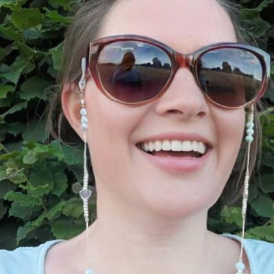Chaîne de lunettes CRISTAL BERGA II bleu clair et argent