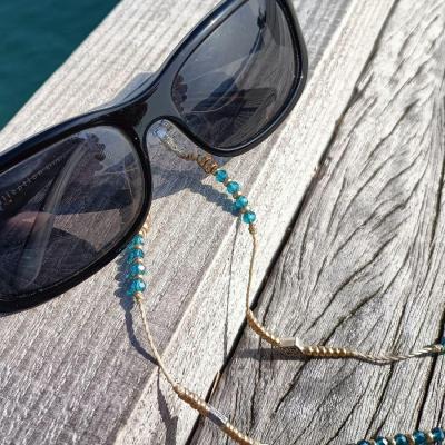 Chaîne de lunettes CRISTAL RHODES bleu et champagne