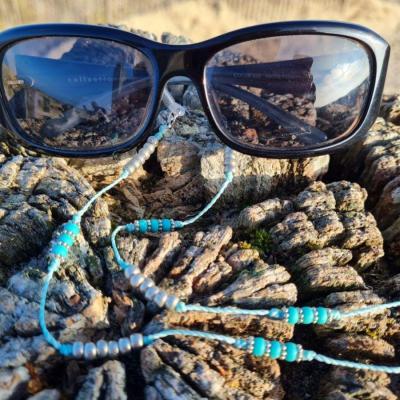 Chaîne de lunettes LLOSETA bleu givré, turquoise et argent