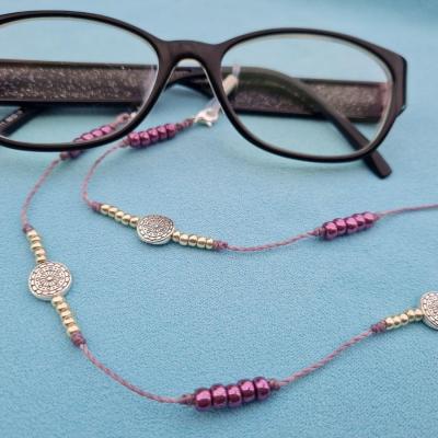 Chaîne de lunettes SOLLER  mauve et argent
