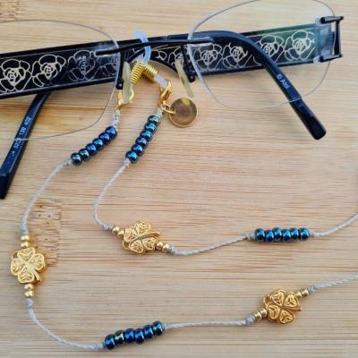 Chaîne de lunettes TREFLE DORE bleu