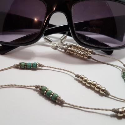 Chaîne de lunettes LLOSETA gris, turquoise et argent