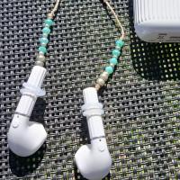Cordon ecouteurs sans fil ocolia cristal marguerite vanille vert argent 81 5 11