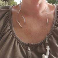 Cordon ecouteurs sans fil ocolia cristal sofia violet transparent argent 91 3 7