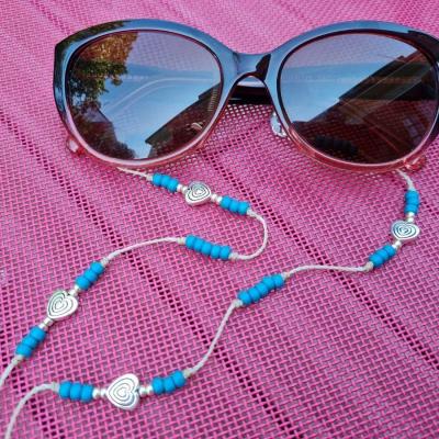 Chaîne de lunettes COEUR SOFIA bleu et argent