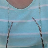 Cordon lunettes ocolia cristal marguerite vanille vert argent 81 5 1