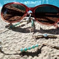 Cordon lunettes ocolia cristal marguerite vanille vert argent 81 5 10