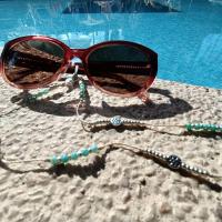 Cordon lunettes ocolia cristal marguerite vanille vert argent 81 5 2