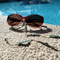 Cordon lunettes ocolia cristal marguerite vanille vert argent 81 5 3