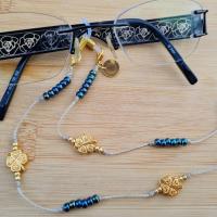 Cordon lunettes ocolia trefle dore bleu 65 1 1
