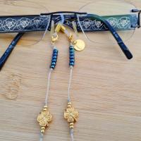 Cordon lunettes ocolia trefle dore bleu 65 1 3