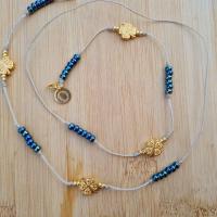 Cordon lunettes ocolia trefle dore bleu 65 1 8